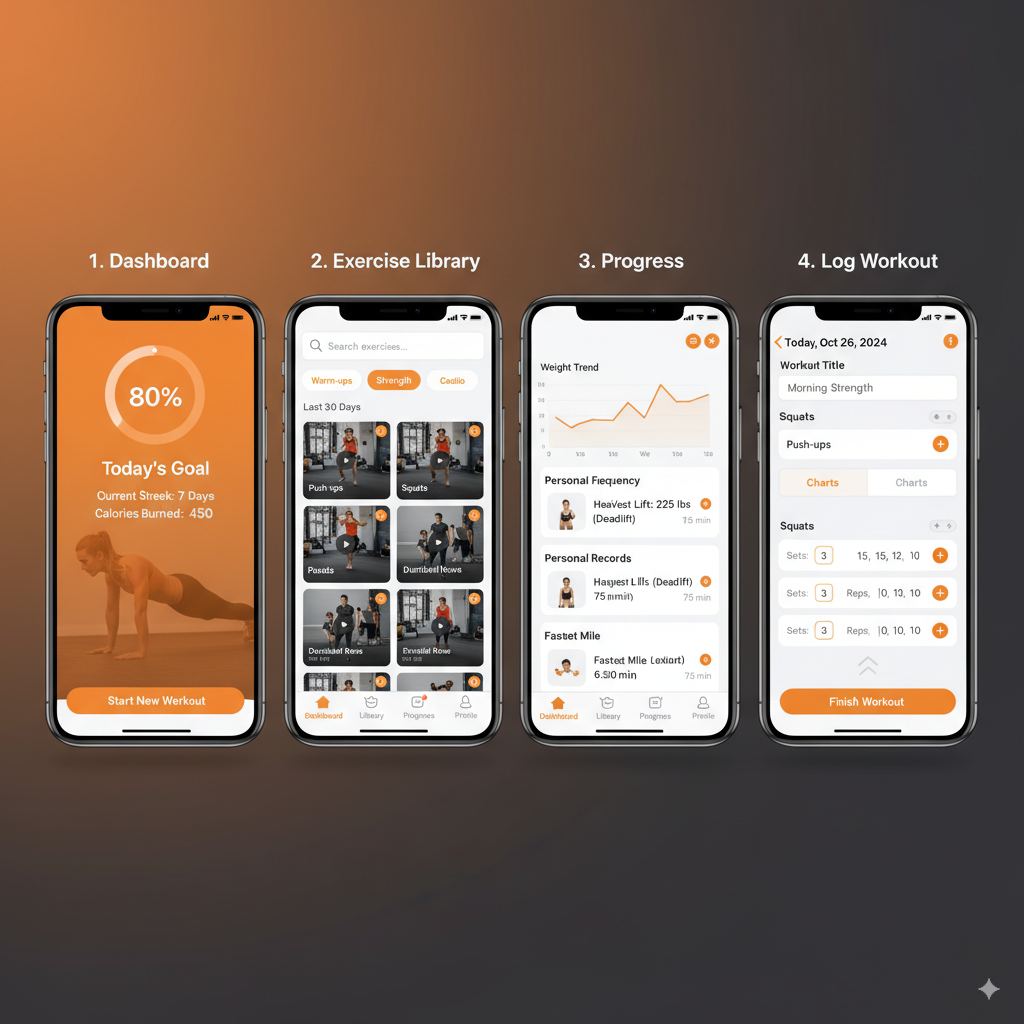 Fitness app UI mockup